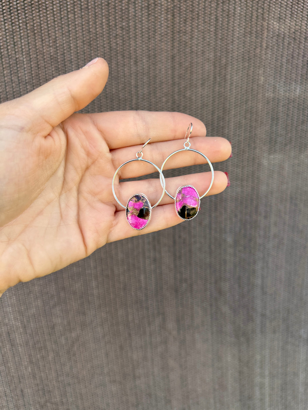 Pink & Black Hoop Earrings