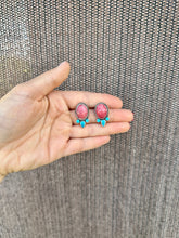 Load image into Gallery viewer, Pink Rhodochrosite &amp; Kingman Studs
