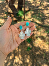 Load image into Gallery viewer, Turquoise Cross Earrings
