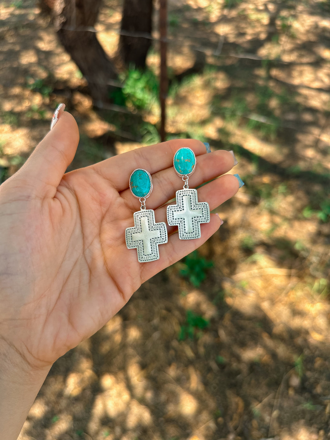 Turquoise Cross Earrings