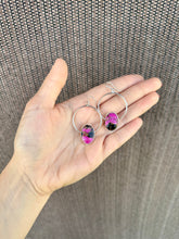 Load image into Gallery viewer, Pink &amp; Black Hoop Earrings
