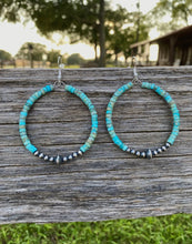 Load image into Gallery viewer, Turquoise &amp; Navajo Pearl Hoop Earrings
