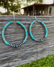 Load image into Gallery viewer, Turquoise &amp; Navajo Pearl Hoop Earrings
