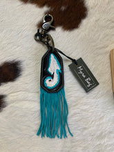 Load image into Gallery viewer, Tooled black &amp; Fringe Keychain
