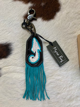 Load image into Gallery viewer, Tooled black &amp; Fringe Keychain
